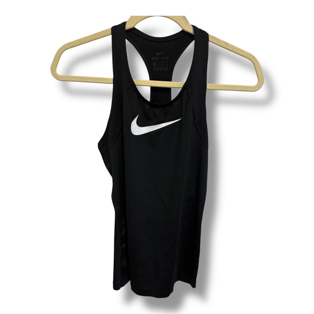 Nike Womens DriFit Black Mesh Athletic Tank Top Racerback Singlet XS
